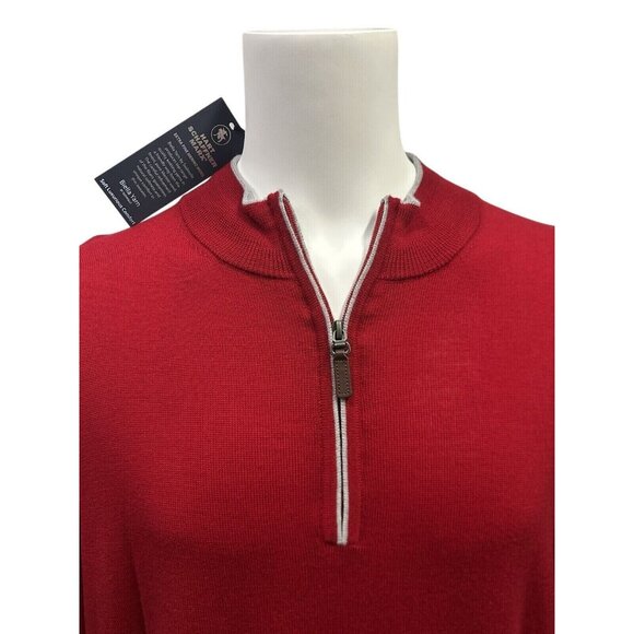 Hart Schaffner Marx Mens Big & Tall Red 2XLT Quarter Zip Merino Wool Sweater - Picture 4 of 9